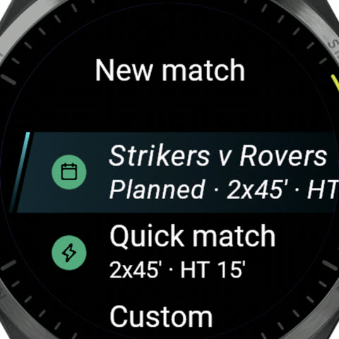The new match menu: the planned match, a quick match or a custom one